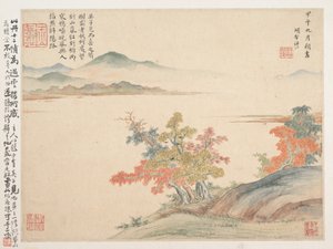 Herbstlandschaft, Blatt aus dem Album für Zhou Lianggong, 1654