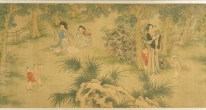 Frauen und Kinder in einem Garten von Shi Wang