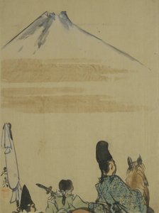 Reisende in der Nähe des Berges Fujiyama, ca. 1872