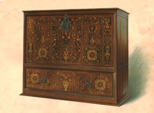 Schrank mit Intarsien, 1904 von Shirley Charles Llewellyn Slocombe