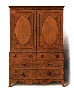 Kleiderpresse aus Mahagoni und Satinholz, 1908 von Shirley Charles Llewellyn Slocombe