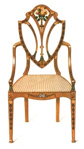 Bemalter Satinholzstuhl, 1908 von Shirley Charles Llewellyn Slocombe