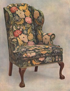 Walnussstuhl mit Stickerei bezogen, 1905 von Shirley Charles Llewellyn Slocombe