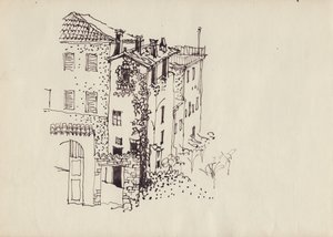 Haus mit Mansarddach, Italien, ca. 1950 von Shirley Markham