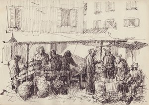 Marktszene, Italien, ca. 1950