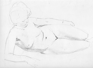 Nackte Frau liegend, ca. 1950