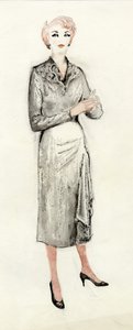 Frau im schwarzen Kleid, ca. 1950