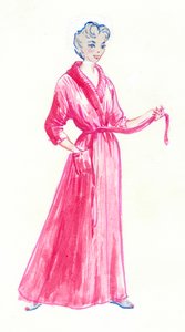 Frau im rosa Morgenmantel, ca. 1950