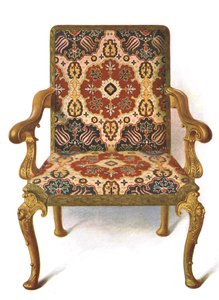 Vergoldeter Stuhl mit Stickerei, 1906 von Shirley Charles Llewellyn Slocombe