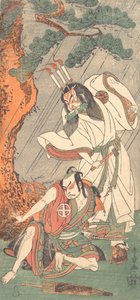 Kabuki-Schauspieler Ichimura Uzaemon IX als Ko-kakeyama und Otani Hiroji III als Koga Saburo, ca. 1771