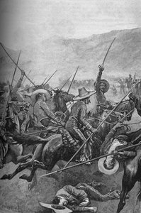 Die mexikanischen Lanzenreiter griffen die Soldaten von Illinois an, 1902 von Sidney Paget