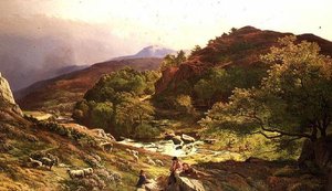 Am Fluss Llugwy bei Capel Curig, N. Wales von Sidney Richard Percy