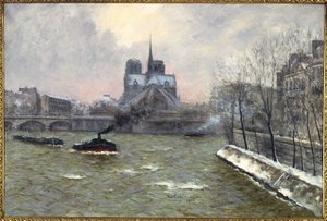 Der Chor von Notre-Dame, gesehen von der Pont de la Tournelle, Schneeeffekt von Siebe Johannes Ten Kate