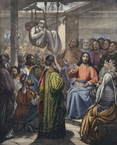 Der Gelähmte wird von seinen Freunden zu Christus gebracht