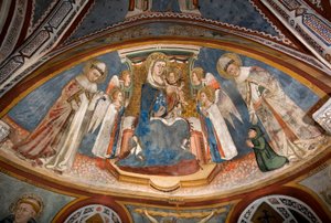 Jungfrau und Kind. Fresko der Schule von Siena von Sienese School