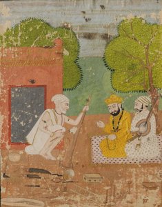 Guru Nanak mit Mardana im Haus von Bhai Lalu