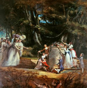 Die Kinder der Herzogin von Orleans begrüßen ihre Mutter am Denkmal, das sie zur Erinnerung an ihre Genesung durch einen Besuch in Spa im Jahr 1787 errichtet haben von Silvestre Mirys