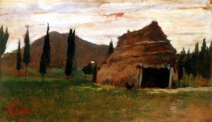 Landschaft mit Strohhütte von Silvestro Lega