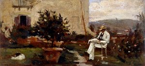 Luigi Tommasi im Garten von Silvestro Lega