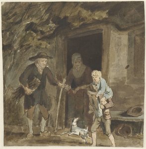 Bauernfamilie an der Tür ihres Hauses von Simon Andreas Krausz