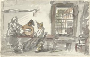 Innenraum einer Bauernherberge von Simon Andreas Krausz