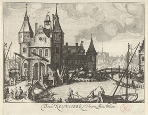 Ansicht des Ersten Regulierspoort in Amsterdam von Simon Frisius