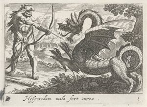 Herkules tötet den Drachen Ladon von Simon Frisius