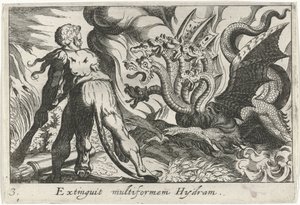 Herkules im Kampf mit der Hydra von Lerna Extinguit multiformen Hydram (Titel auf Objekt) Herculische Themen (Serientitel)