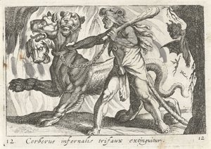 Herkules fängt Cerberus von Simon Frisius