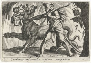 Herkules fängt Cerberus von Simon Frisius