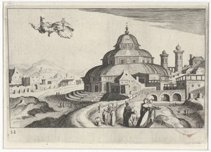 Stadtansicht mit Merkur von Simon Frisius