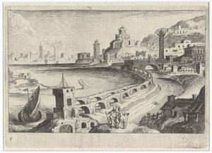 Stadtansicht mit einem Aquädukt (Südeuropäische Landschaften)