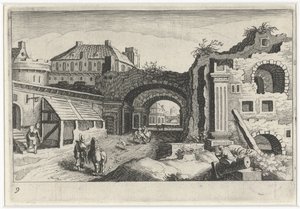 Stadtansicht mit einer Ruine