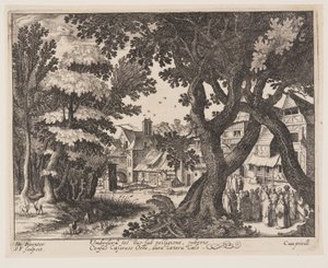 Der Zinsgroschen, aus Landschaften mit Szenen aus dem Leben Christi von Simon Frisius