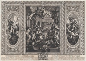 Eine allegorische Szene, die die Vorteile der Herrschaft von James zeigt, weise Regierung, 1720 von Simon Gribelin