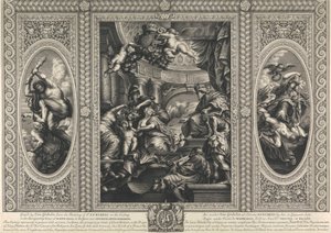 Die Decke des Bankettsaals in Whitehall: Die Vereinigung der Kronen von England und Schottland von Simon Gribelin