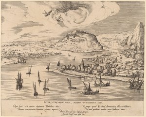 Flusslandschaft mit dem Sturz des Ikarus von Simon Novellanus after Pieter Bruegel the Elder
