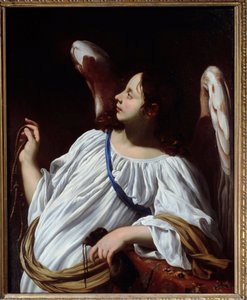 Engel mit Seil und Geldbeutel, Instrumente der Passion Christi (Detail) von Simon Vouet