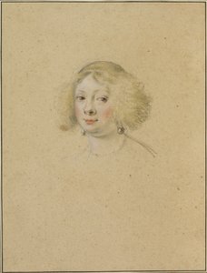 Porträt einer jungen Frau mit Perlenohrringen von Simon Vouet
