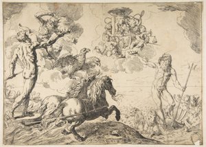 Jupiter, Neptun und Pluto bieten ihre Kronen den Waffen von Kardinal Borghese an, 1642-43