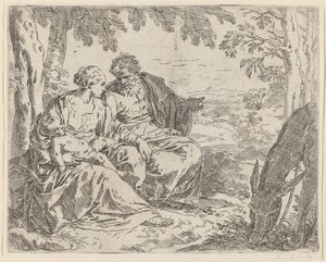 Die Rast auf der Flucht nach Ägypten von Simone Cantarini