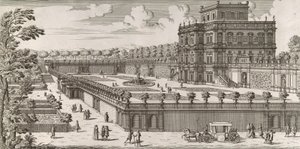 Ansicht der Seitenfassade des Palazzo Pamphili und seines Gartens, nach 1677