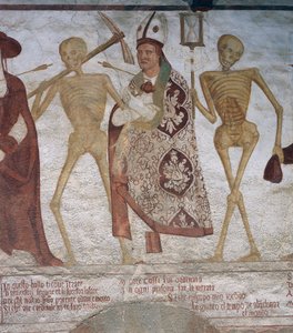 Der Bischof und der Tod (Detail) von Simone II Baschenis