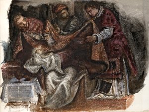 Studie nach Tintorettos Beschneidung in der Scuola Grande di San Rocco, 1862 von Sir Edward Coley Burne Jones