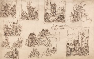 Moses und die eherne Schlange - Entwurf für die Kapelle im Dunster Castle von Sir James Thornhill