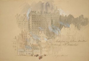 Edinburgh vom Zimmer des Künstlers, beschriftete Skizze aus meinem Schlafzimmerfenster