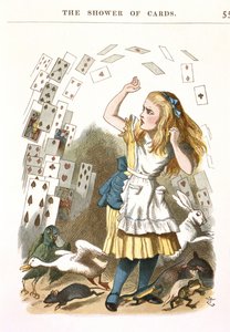 Der Kartenregen. Illustration für Alice im Wunderland von L. Carroll, 1890