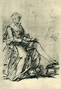Frau zieht ihre Strümpfe an, Mitte-spätes 18. Jahrhundert, 1943