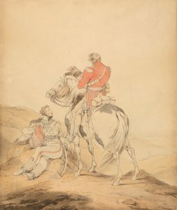Ein britischer Offizier des Stabes und ein Offizier der Husaren