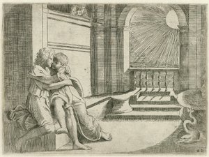 Abimelech sieht Isaak Rebekka liebkosen von Sisto Badalocchio